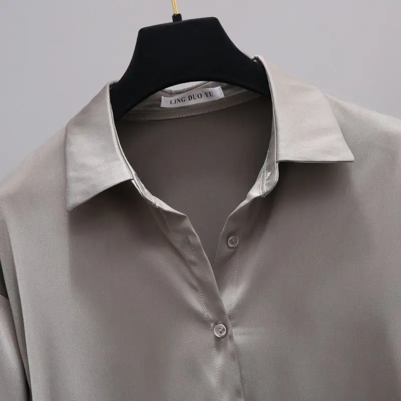 Single-Breasted Blouses for Women Fashion 2025 Autumn Korean Loose White Long Sleeve Shirts Women Shirt Tops Ladies Blouse
