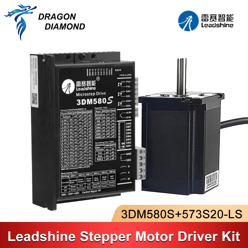 Leadshine 3 phase 3DM580S+573S20 stepper Motor Driver 18-50VDC 1.0-8.0A Replace 3DM580 For CO2 Laser Engraving Machine
