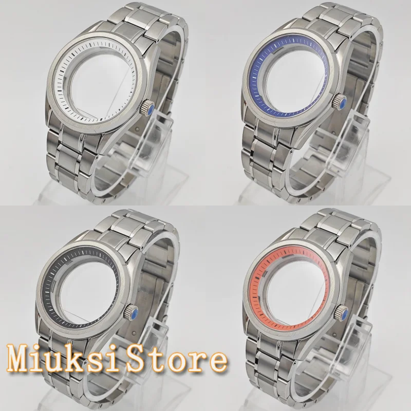 NH35 Watch Case 40mm Silver Stainless Steel Sapphire Glass Watch Case Fit NH35 NH36 Movement Watch Accessories