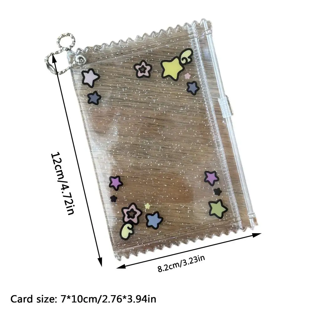 Creative Transparent Zipper Photocard Holder With Keychain 3 inch Photo Card Protector Sleeves Student Badge Display Storage Bag