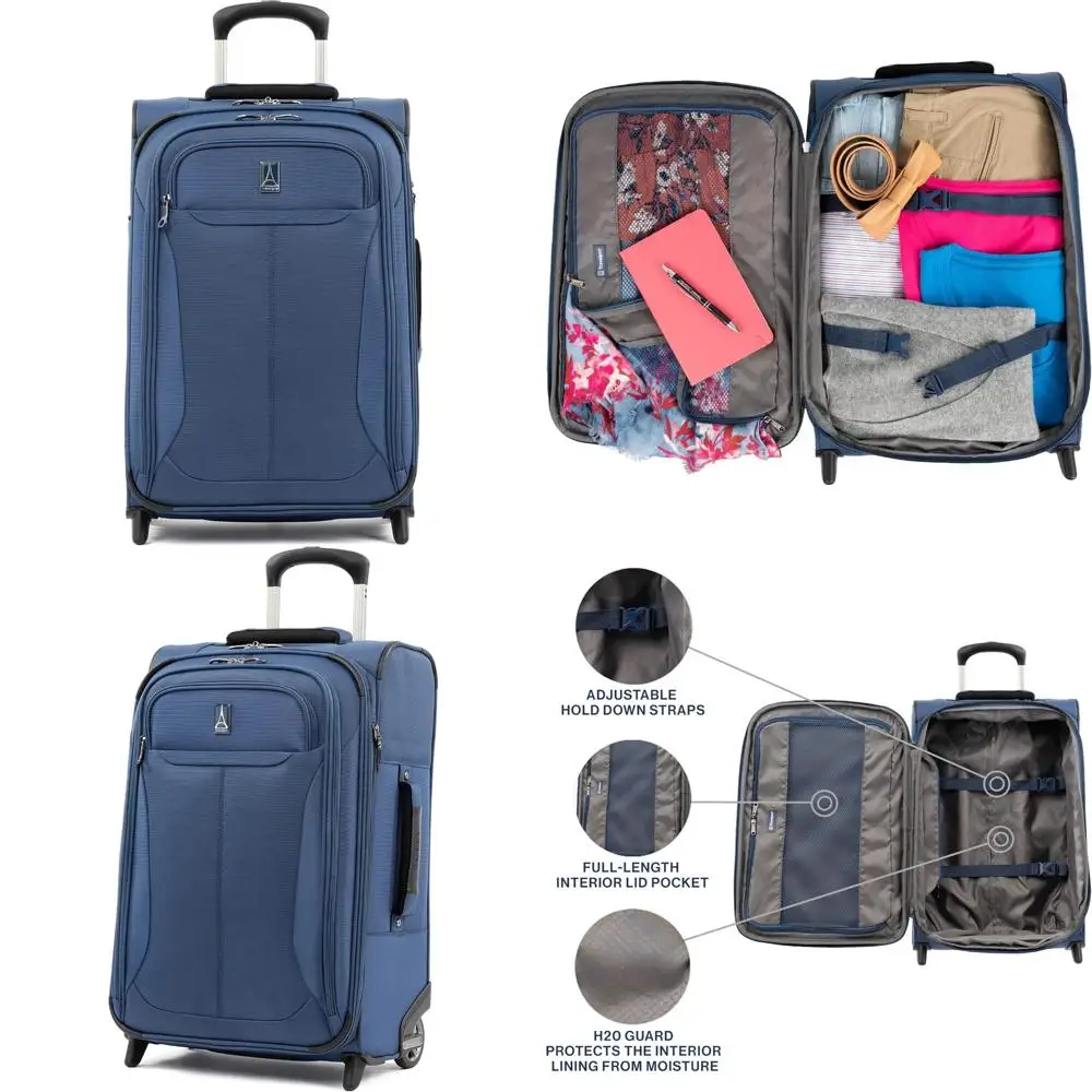 

Lightweight Expandable 22 Carry-On Rollaboard Suitcase, Blue, Two-Wheel Luggage for Travel
