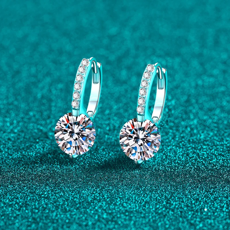 

2ct/4ct D Color Moissanite Classic Classy Clip Earring Platinum Pt950 Women Fine Jewelry For Commute Party Valentine's Gift