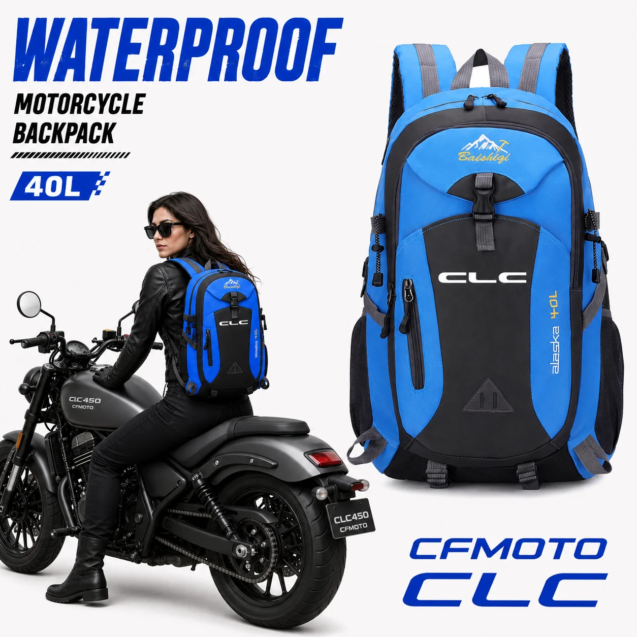 

For CFMOTO CL-C450 CLC 450 Motorcycle Backpack 40L Waterproof Travel Backpack Outdoor Hiking Camping Daypack Lightweight Riding