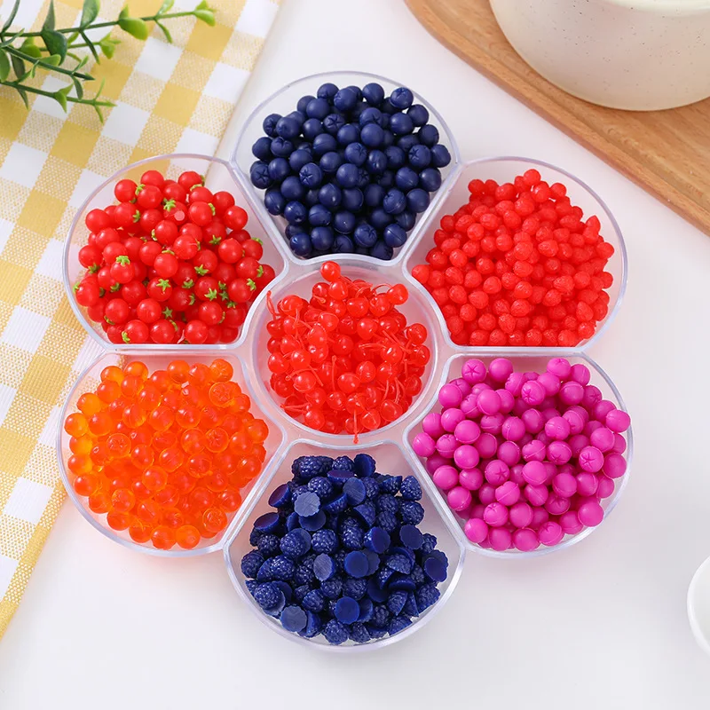 Simulierte Mini-Kunstfrüchte Erdbeeren Blaubeeren Kirschen Kaviar Maulbeeren Tomaten Requisiten für Heimdekoration Zubehör 100 Stück/Set – Detail 1