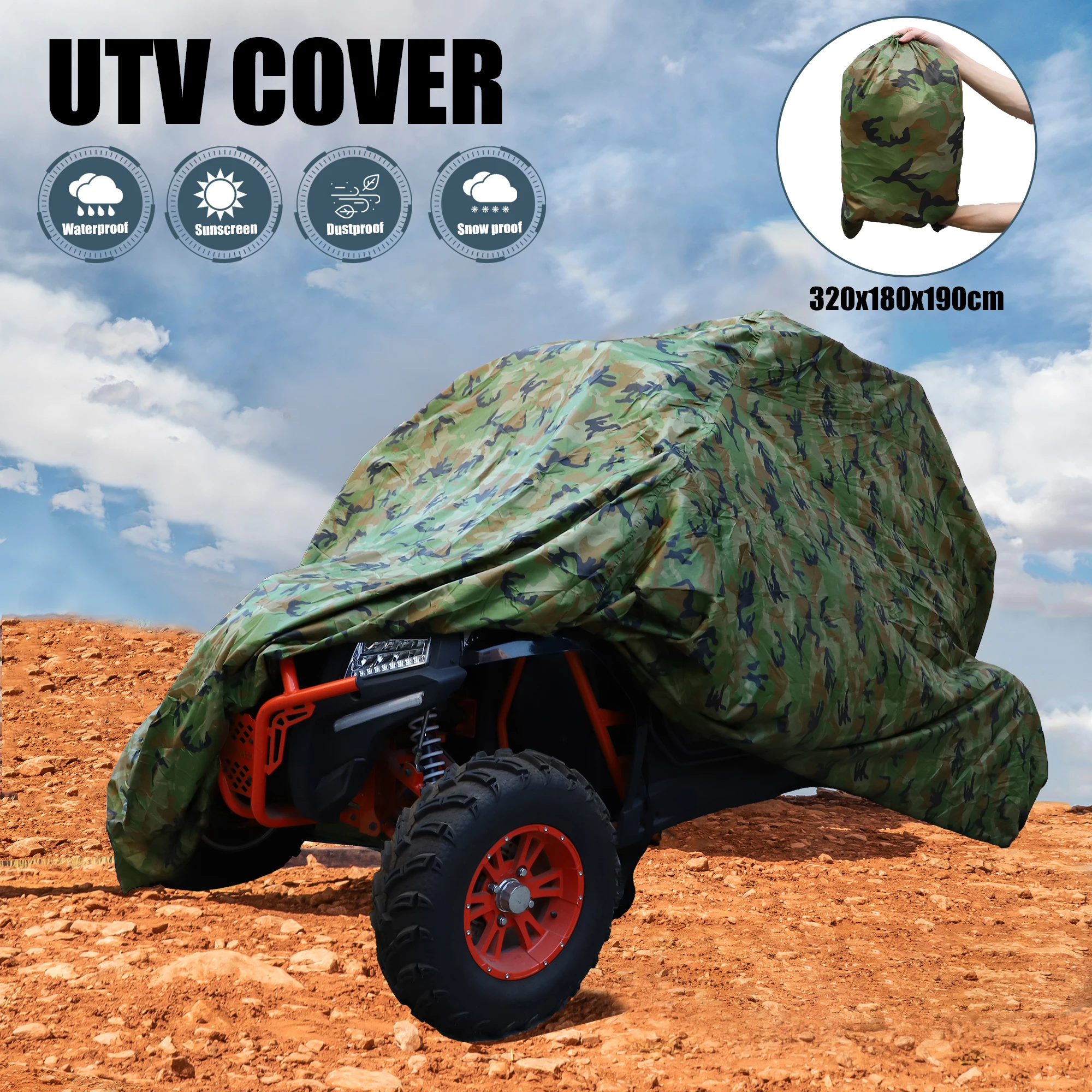 UTV Cover 4 Wheel Full Waterproof Covers 2-3 Seater for Can Am Defender for Polaris for Pioneer for Kawasaki Mule Side by Side