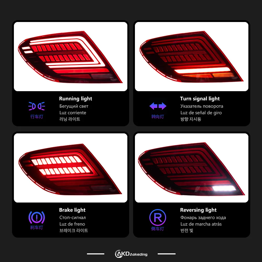 AKD Car Styling Tail Lamp for Benz W204 Tail Lights 2007-2013 C200 C220 C300 LED DRL Turn Signal Brake Reverse Auto Accessories