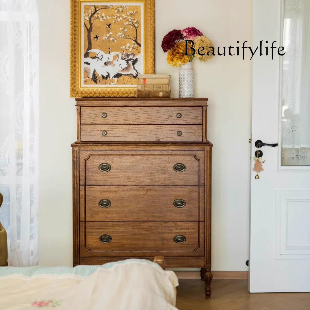 American retro solid wood living room hallway cabinet decoration antique storage designer style high sense