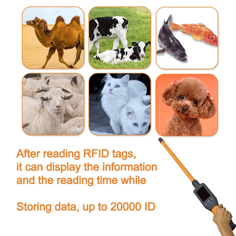 134.2KHz RFID Ear tag Stick Reader FDX-B Tracking ID reader for EID farming Management Android animal chip scanner