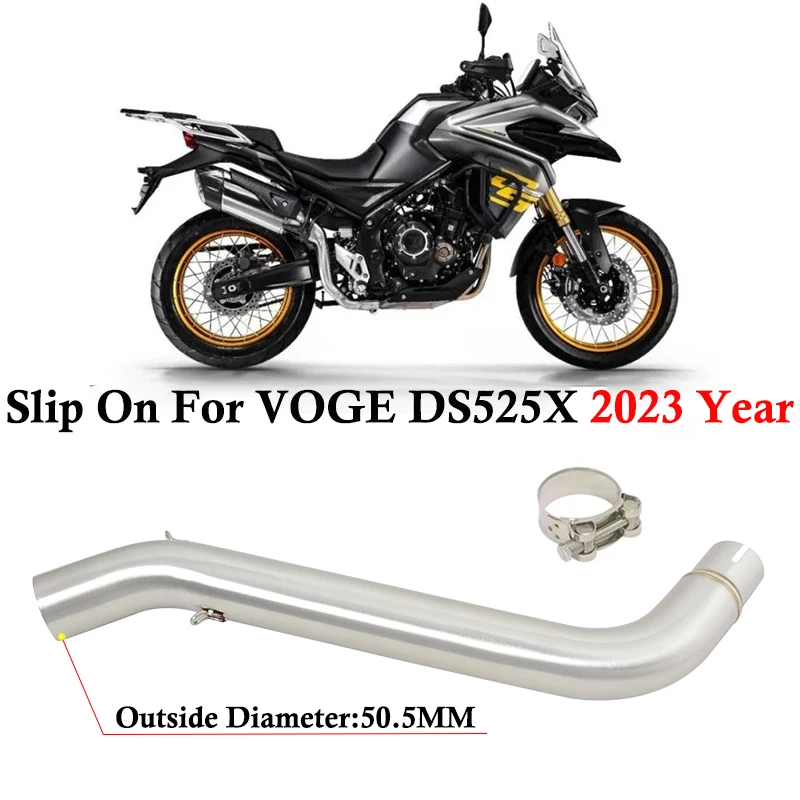 Slip On For VOGE DS525X DS 525X 2023 2024 Motorcycle Exhaust Escape Systems Modify Mid Link Pipe Carbon Fiber Muffler DB Killer