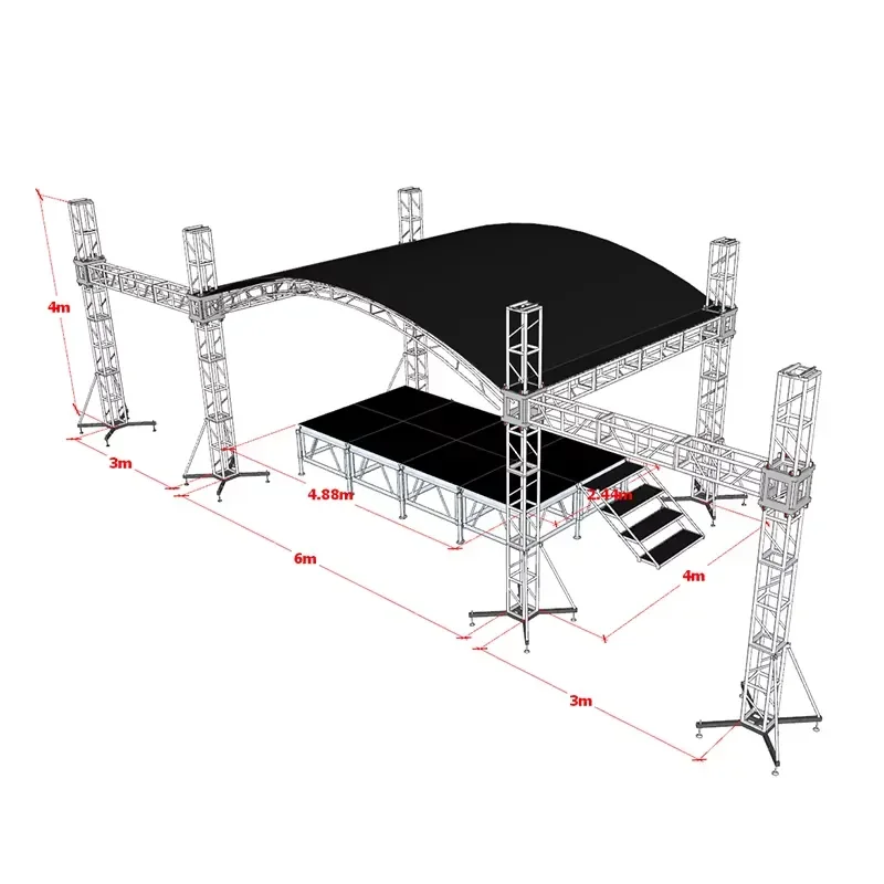 Heavy Event Stage System With Roof Aluminum Truss Light Truss Adjustable for Events Concert Stage Truss
