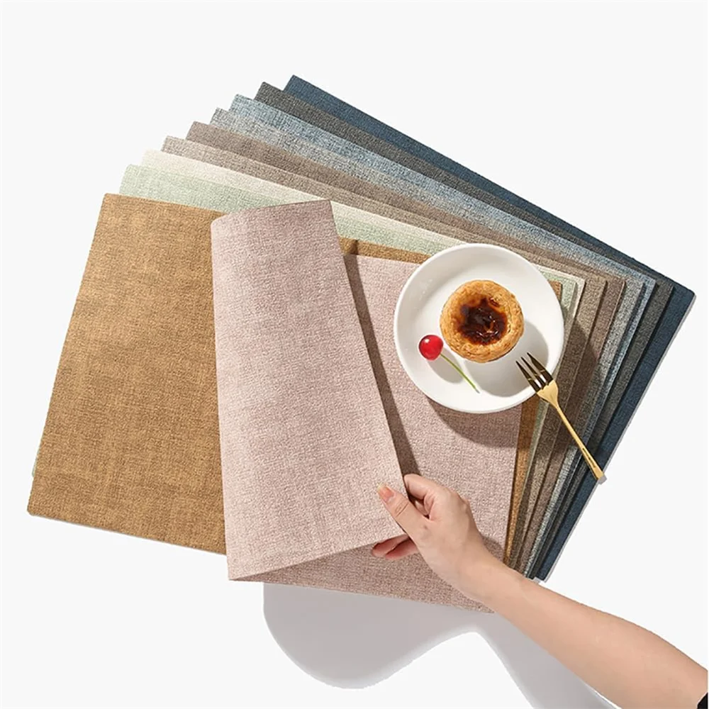 Manteles Individuales de cuero para mesa, manteles individuales rectangulares con patrón de tela de doble cara para mesa de comedor, manteles individuales impermeables resistentes al calor