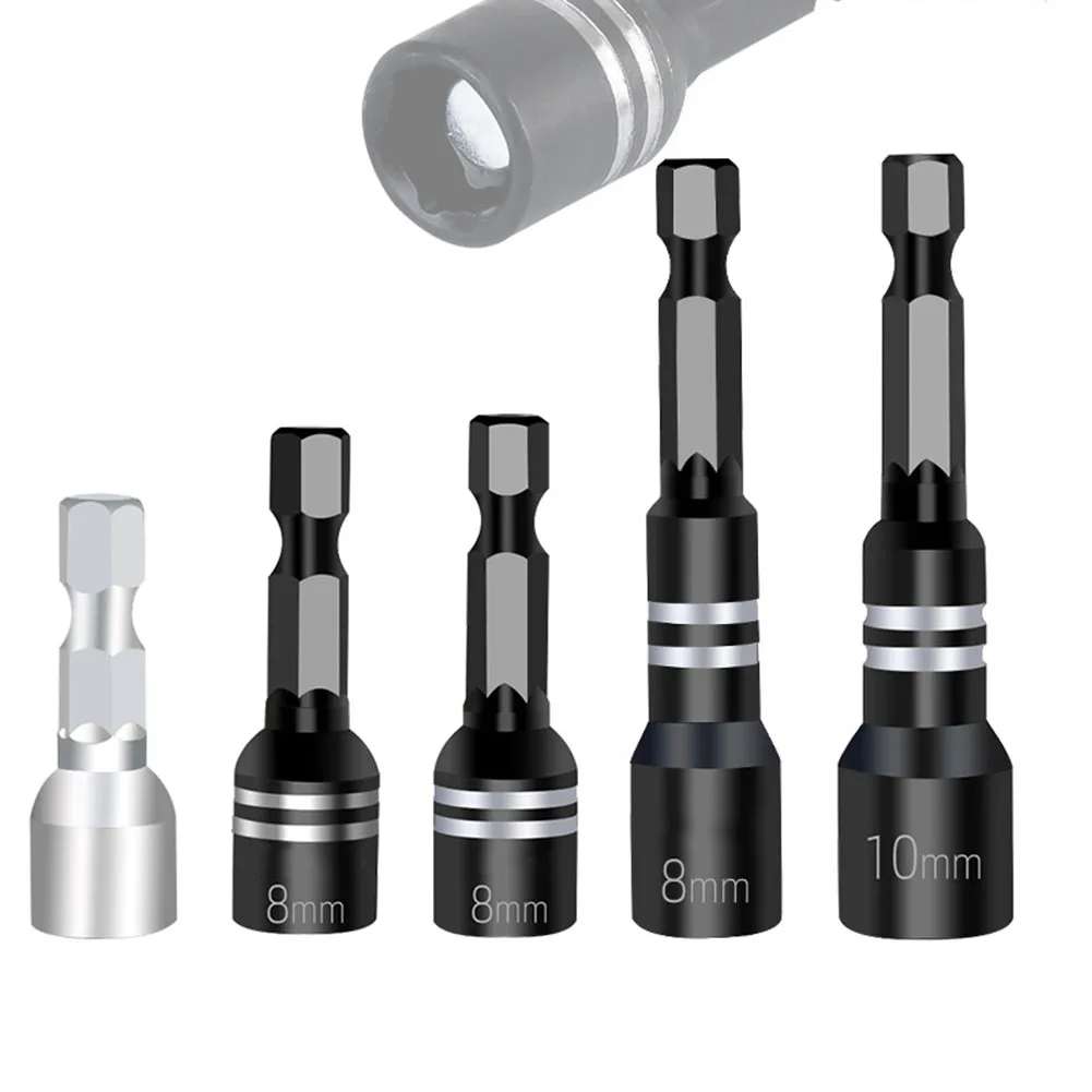 1 pçs 8mm porca magnética chave de fenda soquete bit hex haste driver adaptador chave de soquete para brocas elétricas drivers soquete kit