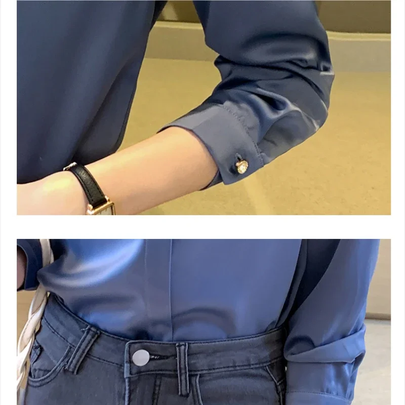 Korean Fashion Women's Blouses New Long Sleeve Top Black Shirt 2025 Casual Shirts and Blouses Solid Women Clothing Vintage Shirt