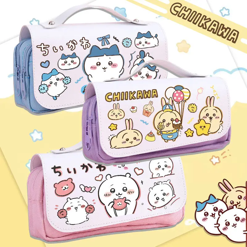 

Miniso Chiikawa Kawaii Pen Bag Girls Pen Bag Cute Waterproof Portable Learning Stationery Storage Box Korean Stationery Gift