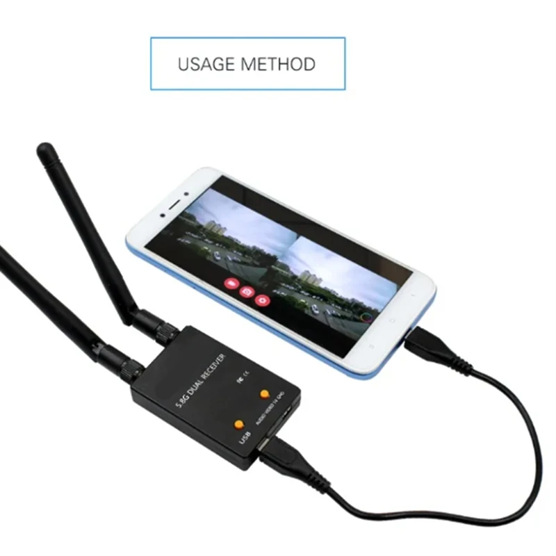 5.8G 150CH Full Channel UVC Dual Antenna Control Receiver OTG FPV Receiver W/Audio For Android Smartphone