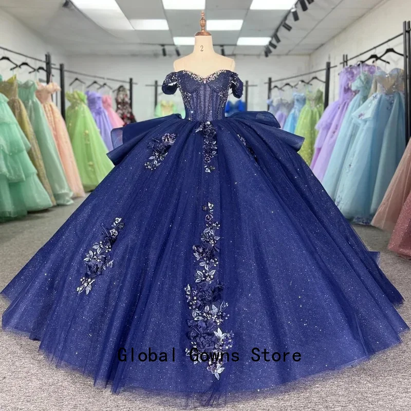 Abiti Quinceanera glamour con spalle scoperte Applicazioni di perline Abito da ballo principessa con scollo a cuore increspato personalizzato