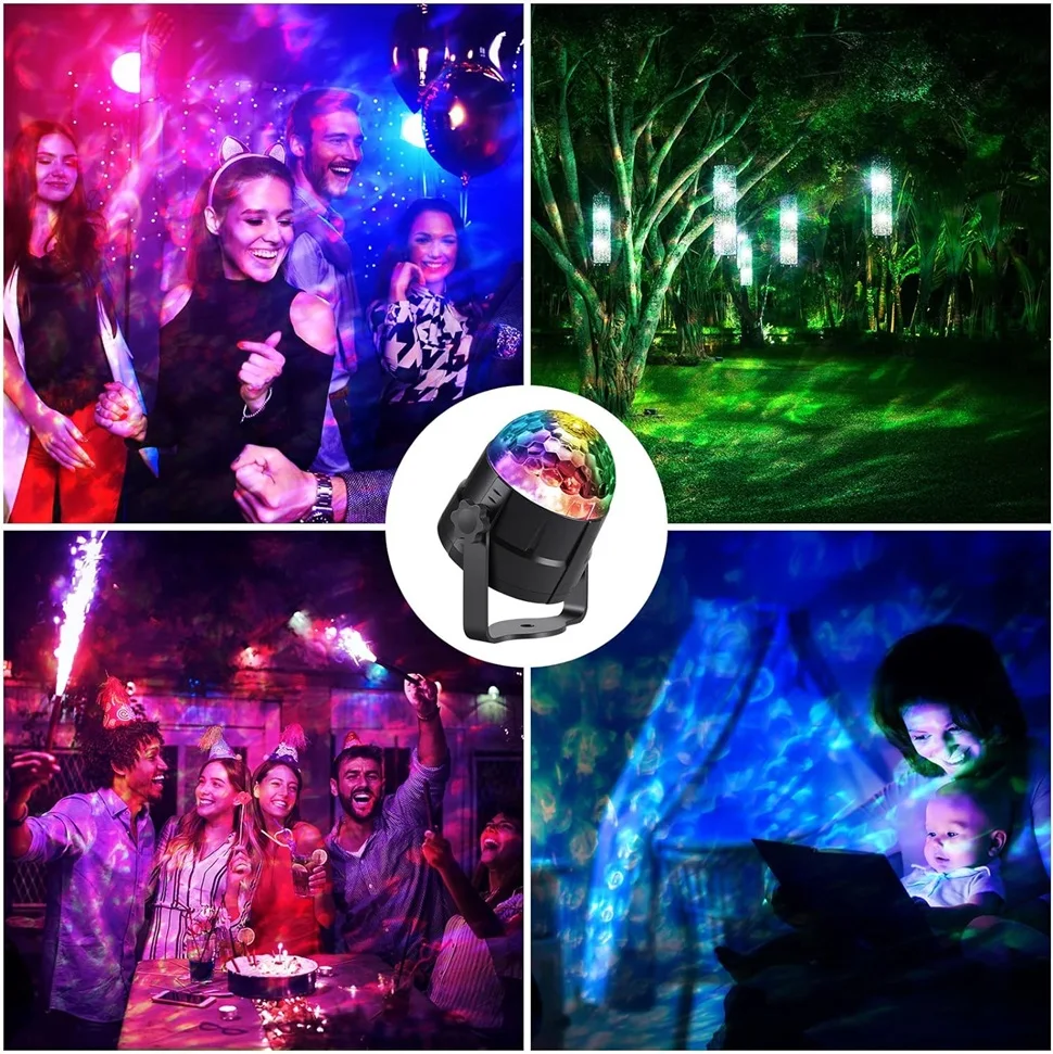 LED Water Ocean Pattern Projector Light Starry Sky 7 Colors Pattern Family Children's Room Party Christmas Decoration