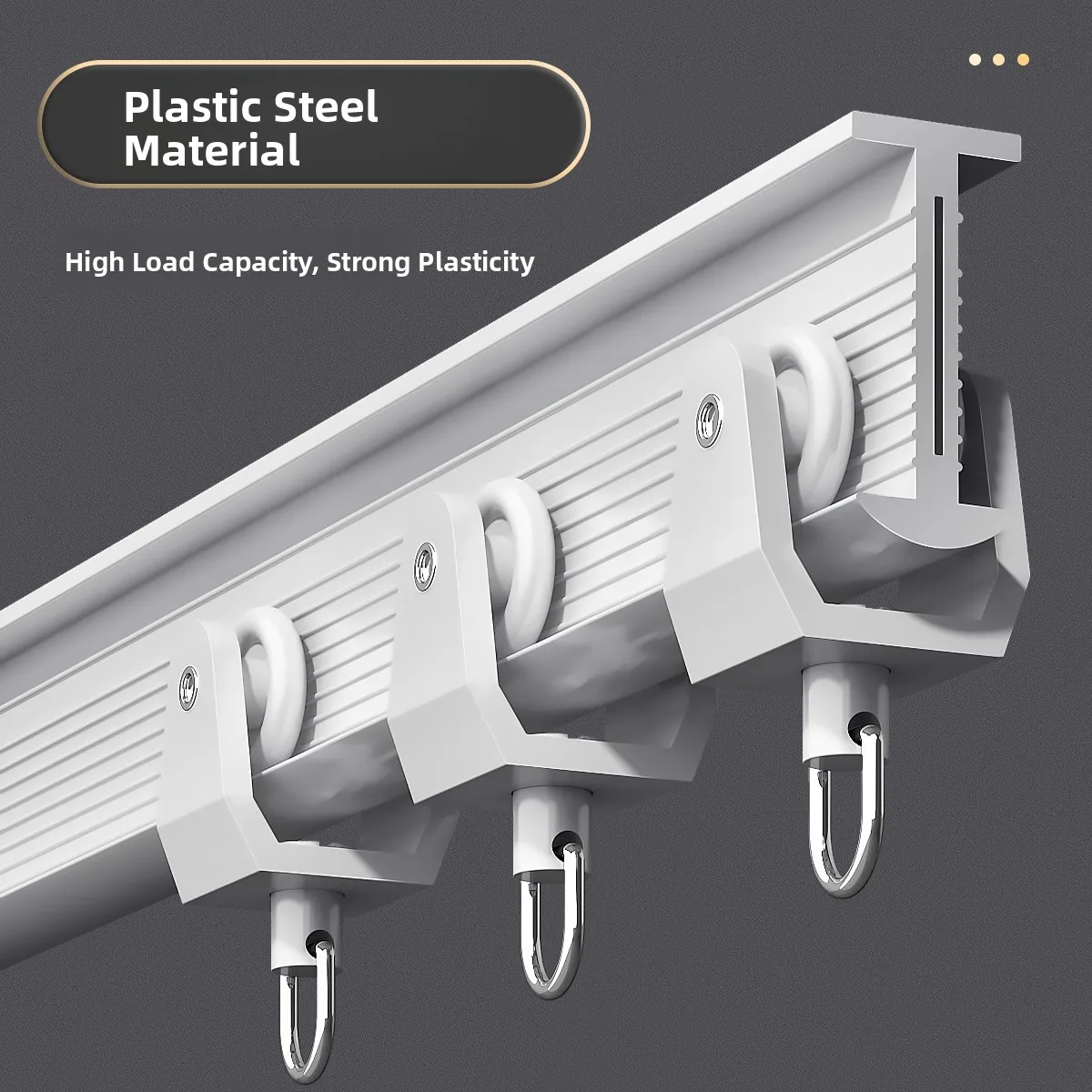 Aluminum Alloy Side Mounted Retractable Track Plastic Steel Curtain Rod Silent Slide Hook Type Wheel for Home Window Treatment
