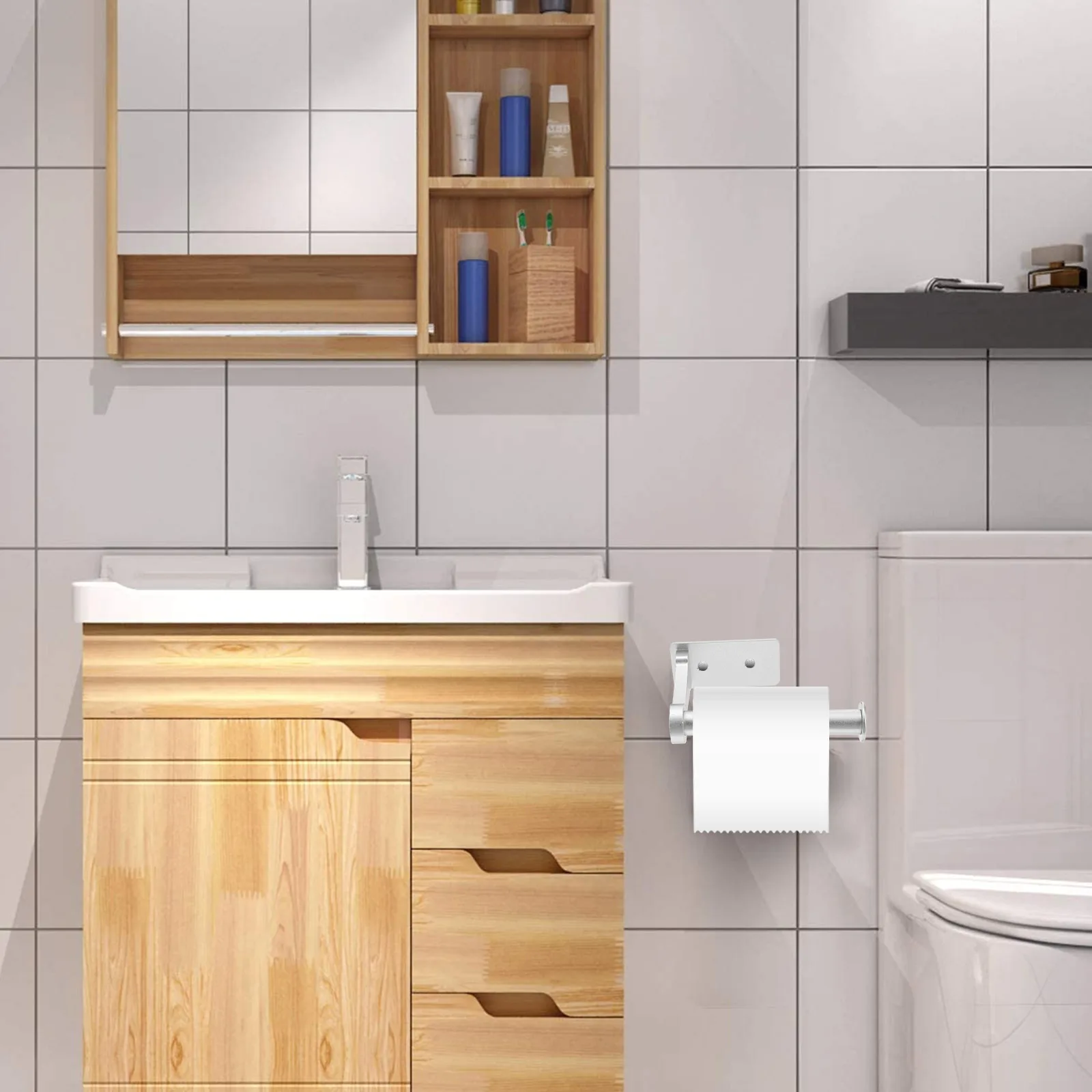 

Aluminum Alloy Toilet Roll Holder Bathroom Tissue Rack Wall Mount Simple Design Rustproof Corrosion Resistant Practical