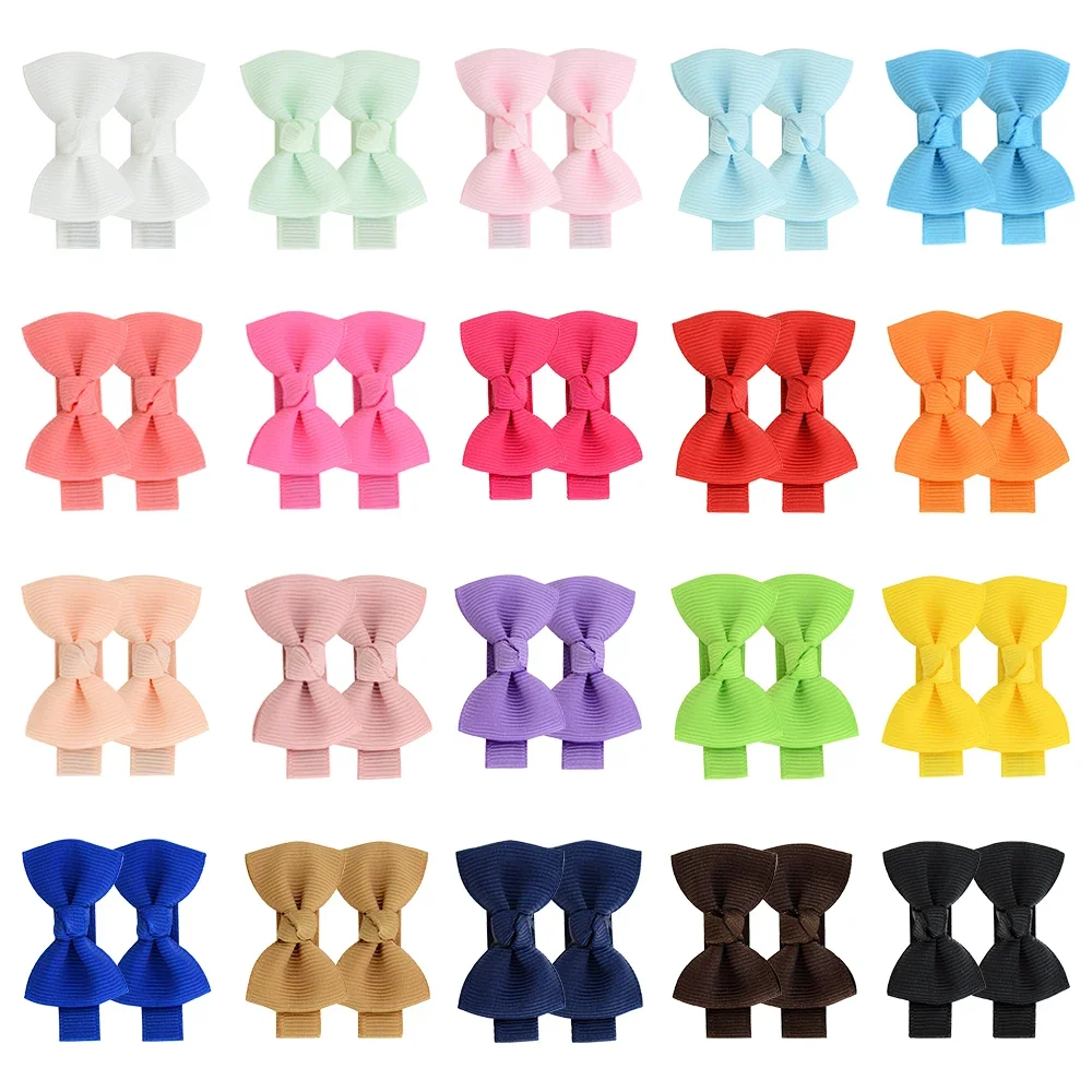 20Pcs/lot Ribbon Mini Hair Bows Clips for Baby Girls Toddlers Kids Hairpins Headwear Children Hair Accessories Wholesale
