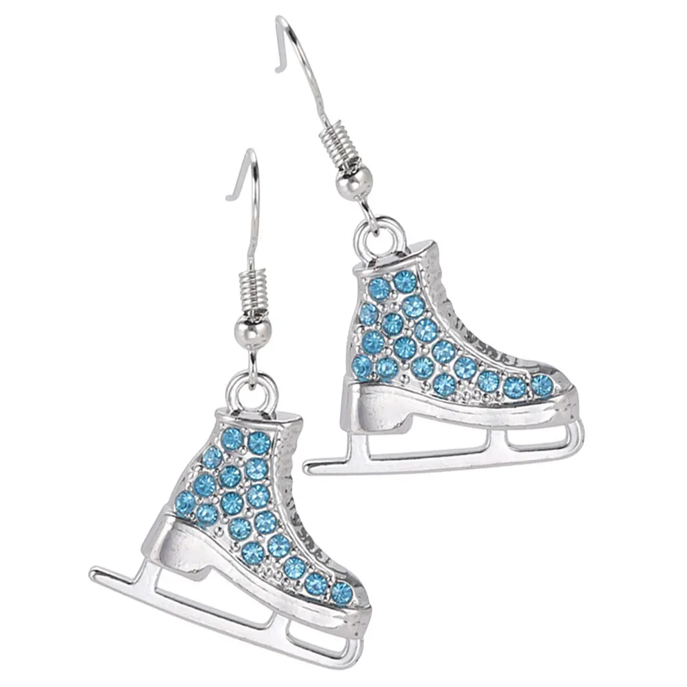 

2pcs 1 Pair Rhinestone Earrings Skating Pendant Dangle Sports Jewelry For Women Winter Wedding Party Ice Skating Accessories