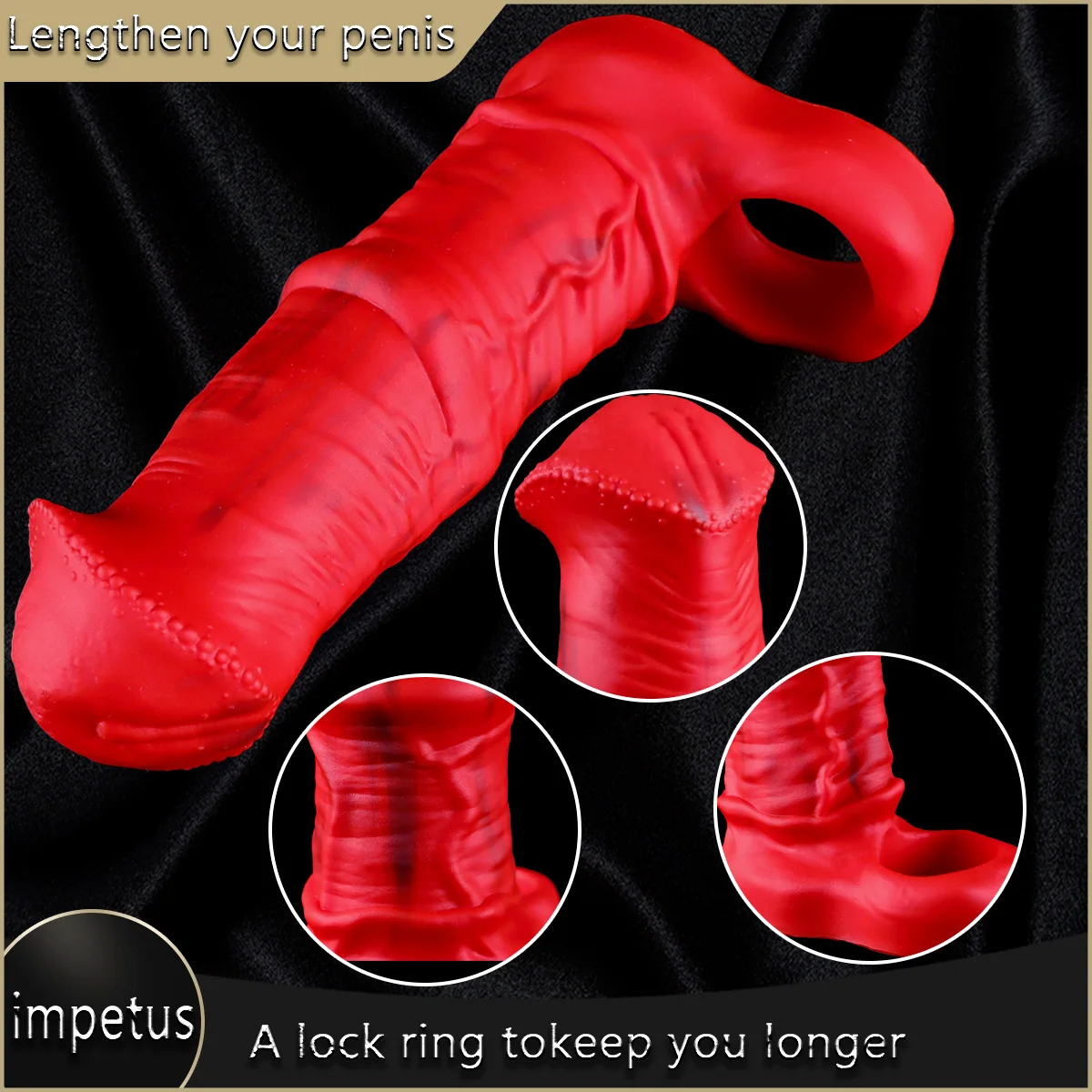 Male Realistic Penis Sleeve Ring Hollow Cock Ring Enlargement Extender Adult Sex Toys Men Penis Sleeve Delay Ejculation Reusable view 4