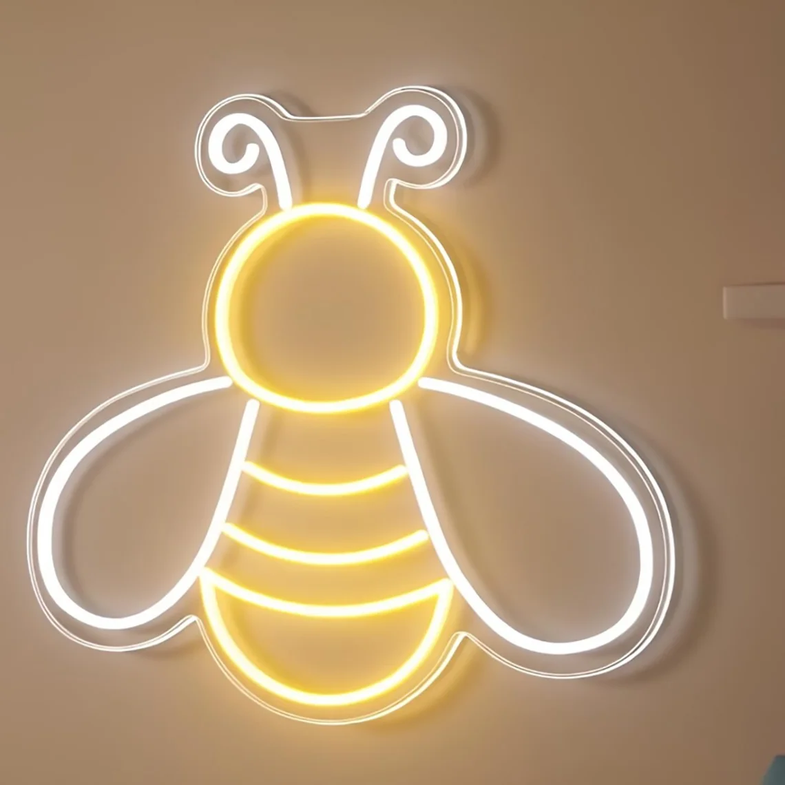 لطيف النحل النيون علامة النحل جدار خلفية عكس الضوء النيون ديكور لغرفة الأطفال ، حديقة ، المنزل ، المطعم ، بار ، نادي