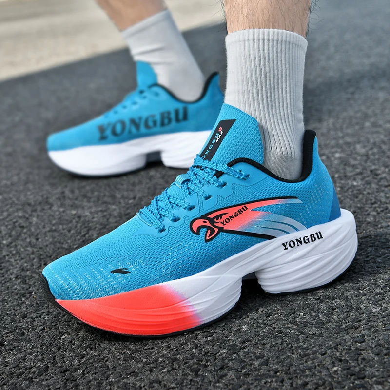 

Sports and leisure shoes, men's shoes, marathon oversized air cushioned shoes, fly woven all season rubber, wear-resistant, anti