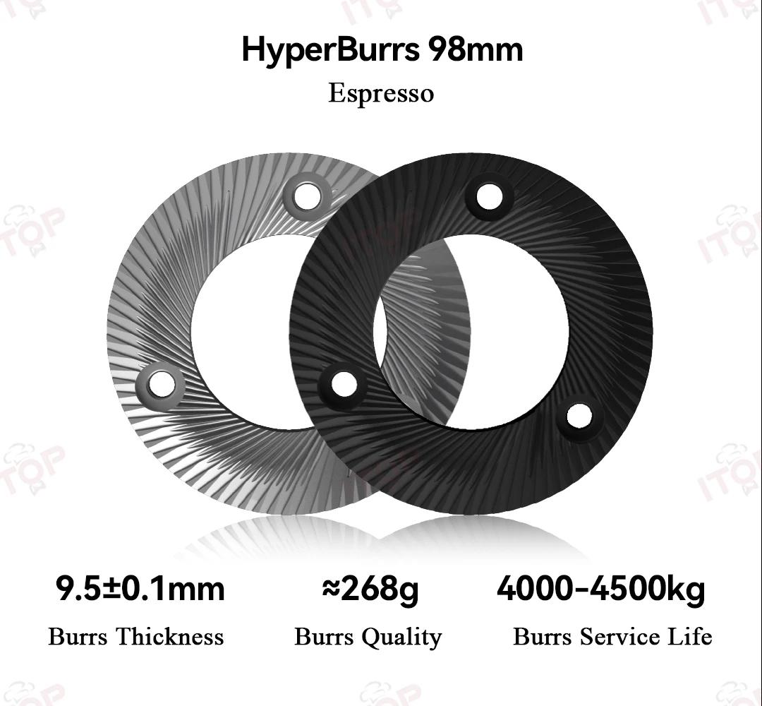 ITOP-HB zadziory hiperburrowe do młynka do kawy 64mm/98mm 64-66 HRC twardości Rockwell fur Over/Espresso Burrs SSP Burrs