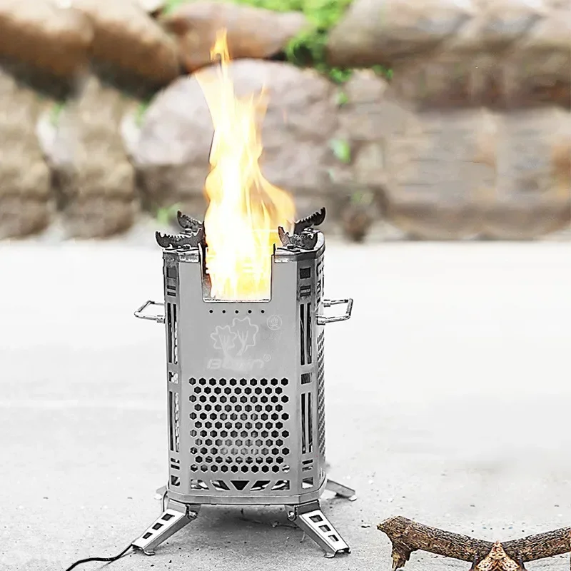 Q15 Outdoor Camping Picnic BBQ Firewood Stove Portable Smokeless Over Stainless Steel Multifunctional Furnace Home Cooking