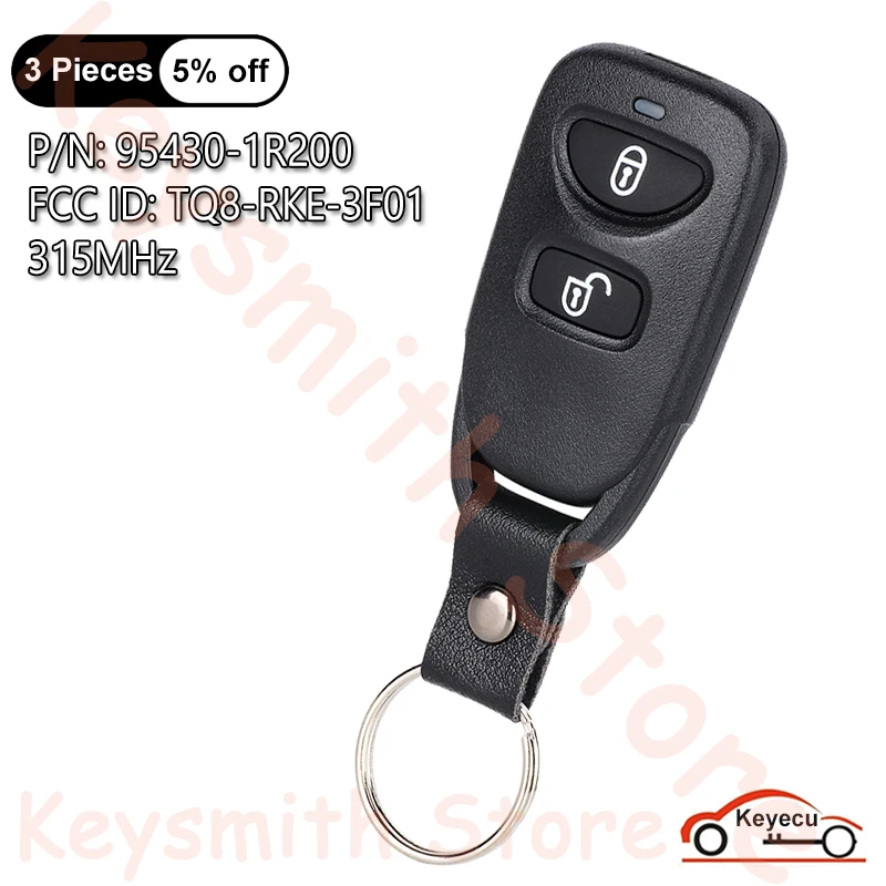 KEYECU 2+1 3 Buttons 315MHz for Hyundai Accent 2012 2013 2014 Auto Upgraded Remote Key Fob P/N: 95430-1R200 FCC ID: TQ8-RKE-3F01