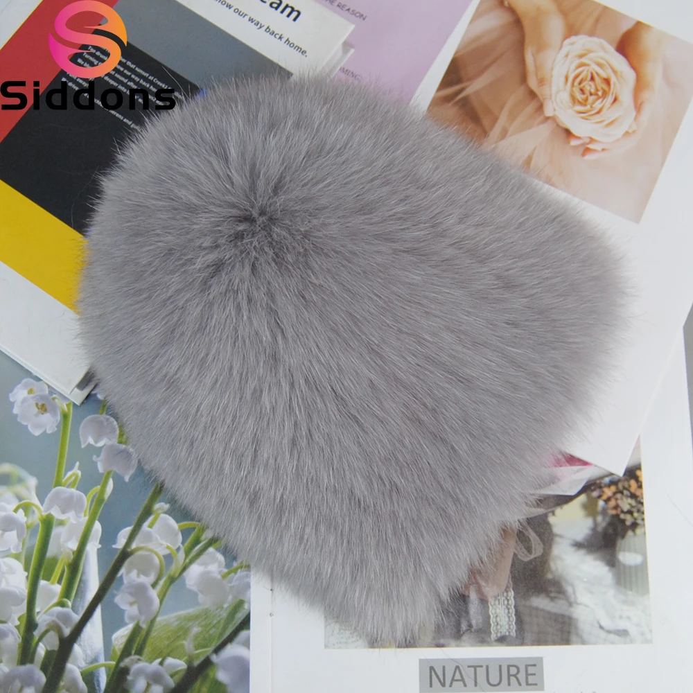 2024 Brand Women Natural Real Fox Fur Hat Winter Real Fox Fur Beanies Caps Handmade Warm Soft Knitted Real Fox Fur Skullies Cap