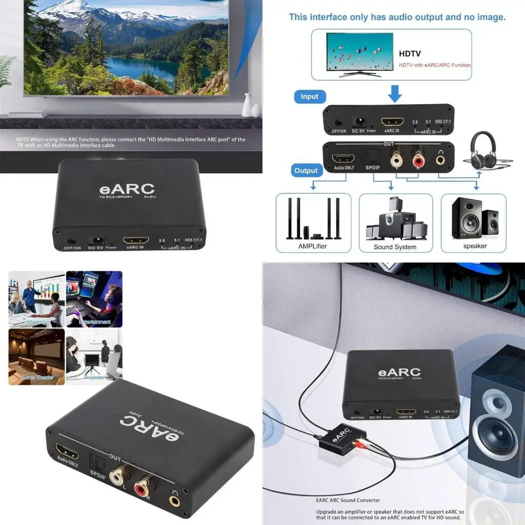 

F62C HDTV ARCs Adapters With Opticals/3.5mm Outputs Upgrades Legacys Sound Equipment To eARC Standard