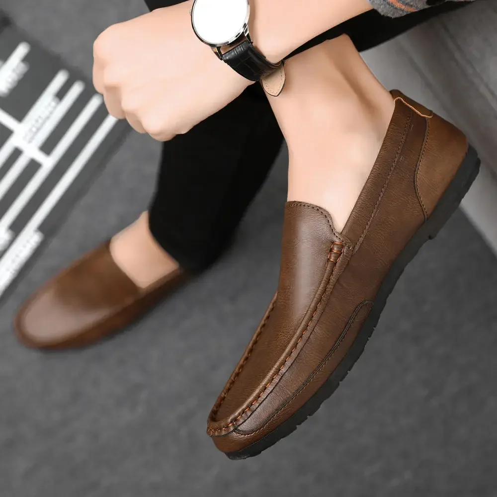Leather Casual Brown Social Shoe Male Round Toe Men\'s Formal Shoes Black Cheap Clearance Suit 2025 Trend High Quality Fashion 39