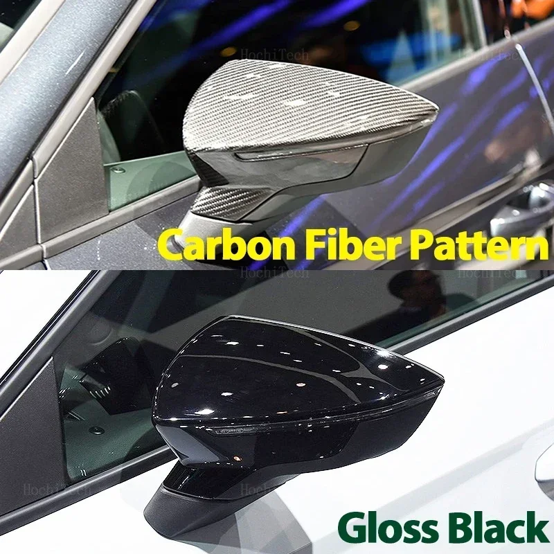 For Seat Leon Lion 5F III ST FR Cupra, Ibiza 6F V KJ1 , Arona KJ7 Carbon Fiber Look Mirror Cover Replacement Side Mirror Caps view 3