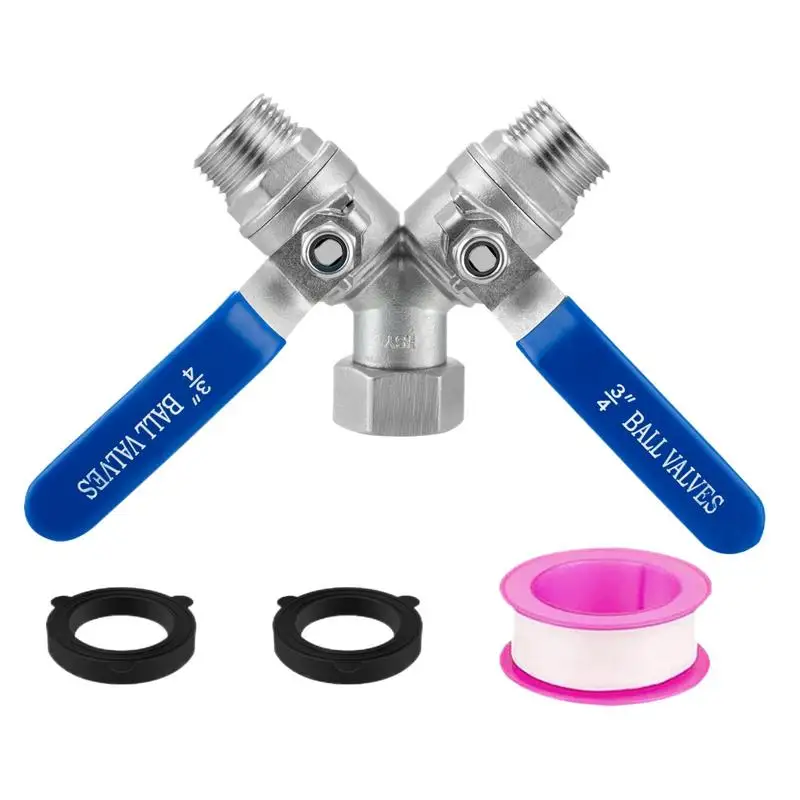 

Разветвитель водяного шланга Y-клапан Разветвитель воды 3/4 дюйма Адаптер для шланга с резьбой и ручкой из нержавеющей стали для наружного двора