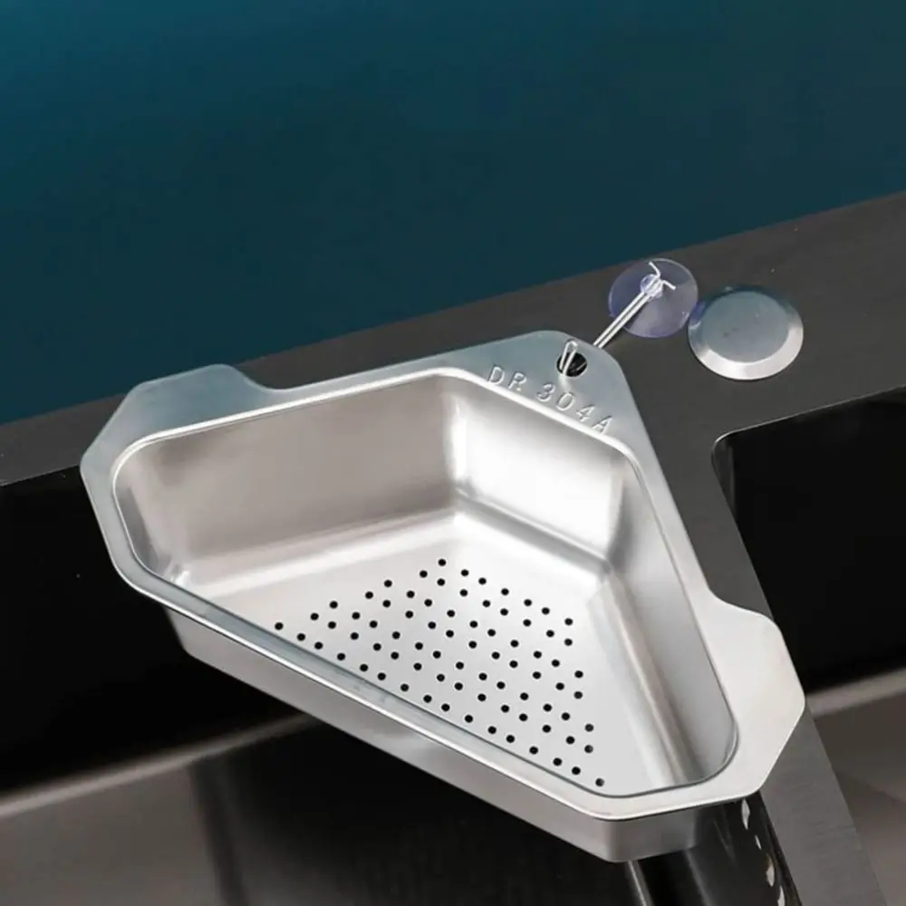 Stainless Steel Material Stainless Steel Sink Drain Basket Corner Strainer Design Space-Saving Triangular Sink Filter