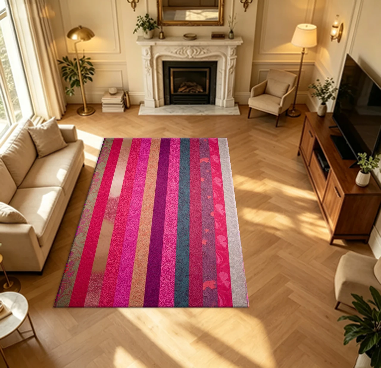 Bright Multicolor Swirl Striped Carpet Flooring Bohemian Gradient Textured Household Indoor Decor Large Area Rug