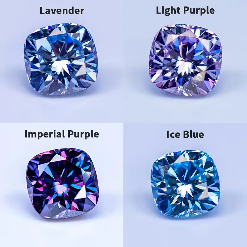 Moissanite Stone Square Cushion Shape Multiple Colors VVS1 Gemstone Beads for DIY Jewelry Rings Necklace Making Certificate