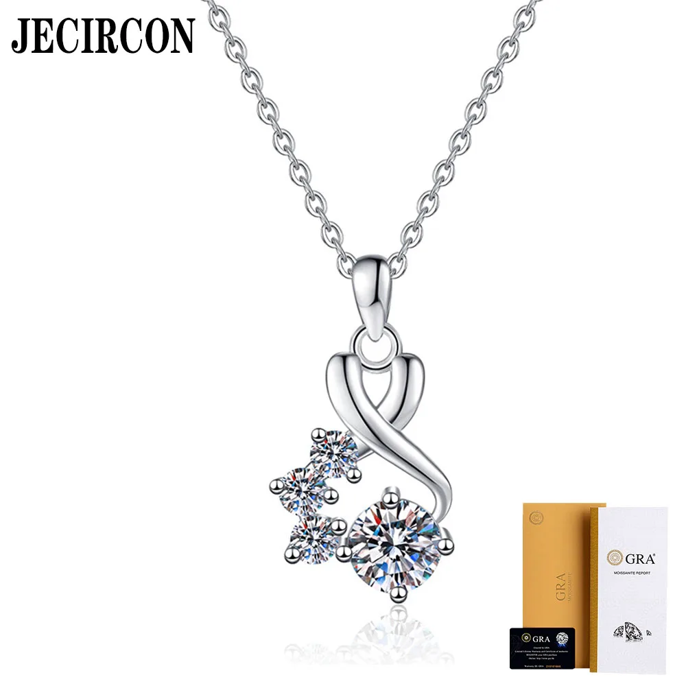 

JECIRCON Hot Selling S925 Sterling Silver Necklace for Women 1 Carat Moissanite Light Luxury Pendant Fashion Party Fine Jewelry