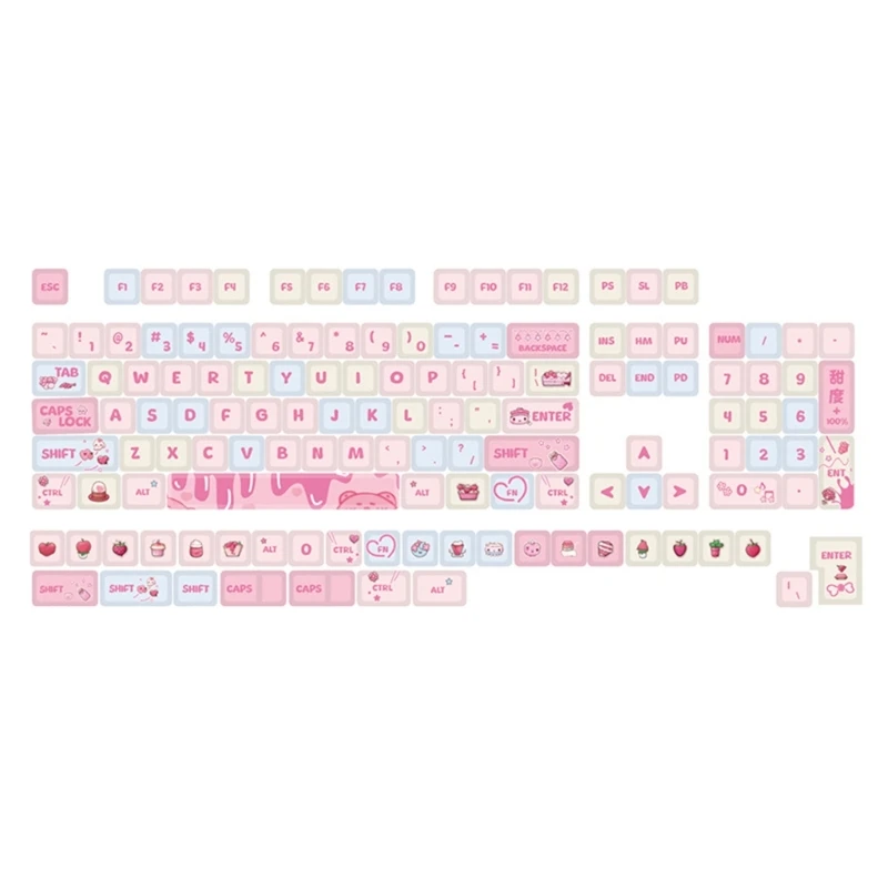 133 Keys Creamy Strawberry Keycaps XDA Thick PBT Keycap For 61/87/104/108 Layout Mechanical Keyboard Keycapoard