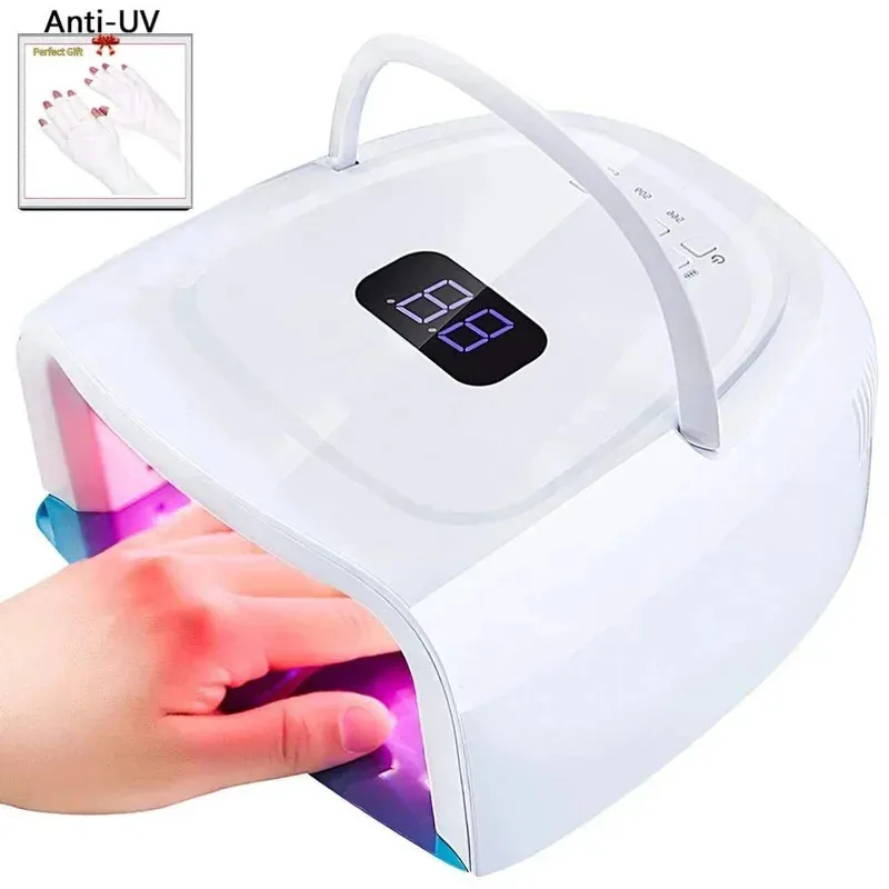 Cordless 60W LED UV & Red Light Lamp, Portable Nail Gel Curing Light with Carry Handle for Beauty Salon