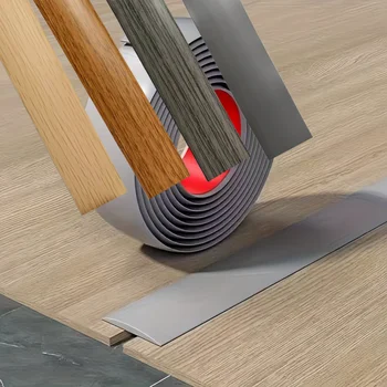1 Roll 1m/3m PVC Wood Grain Floor Transition Strip, Self-adhesive Edge Decorative Strip, Modern Floor Threshold Divider