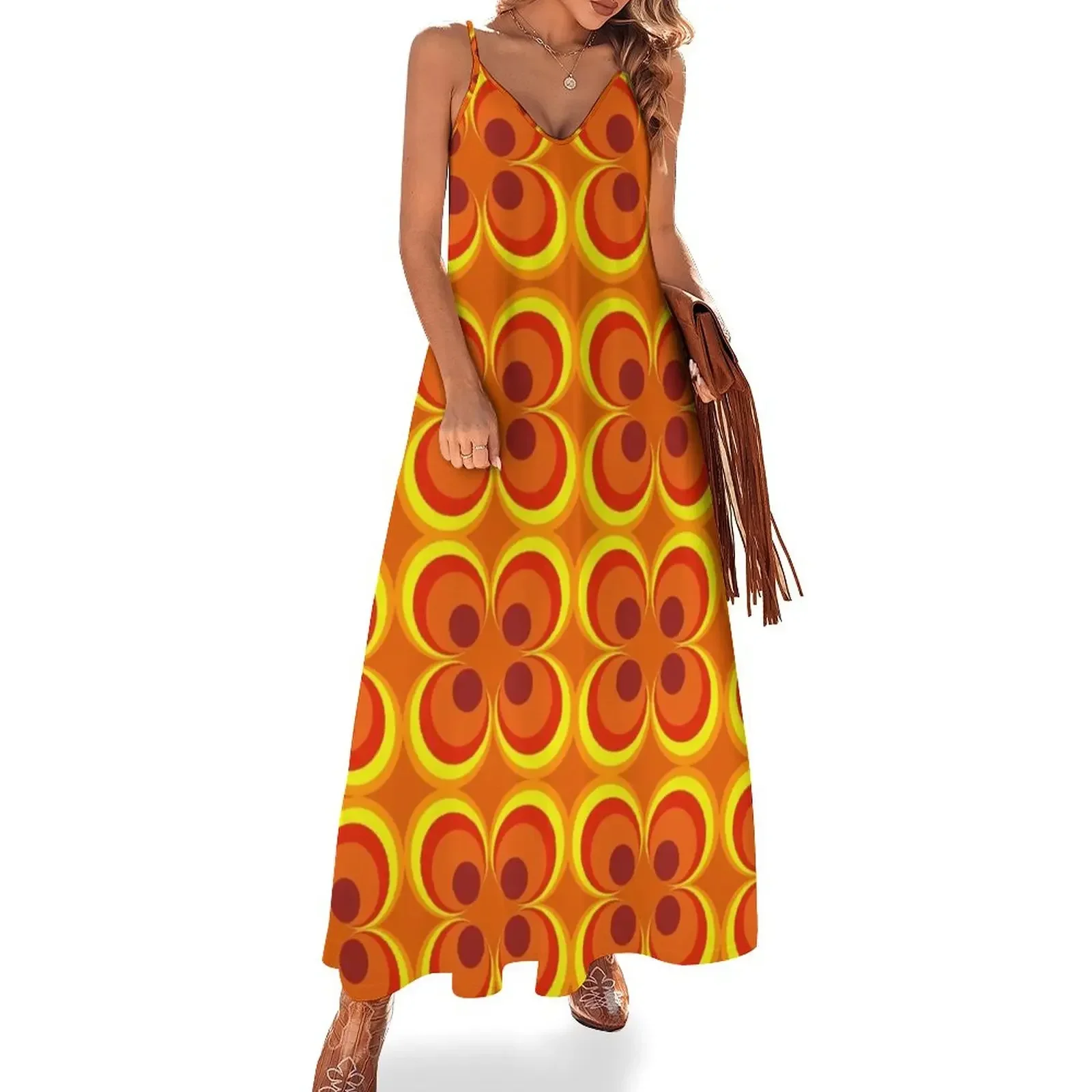 

1970s burnt orange retro design Sleeveless Dress Cocktail of dresses ladies dresses for special occasions Dress