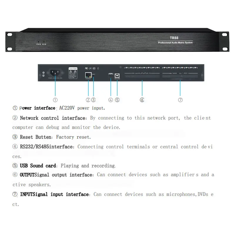 TR88 TR1616 professional digital audio processor 8 to 16 speaker audio matrix signal processor DSP stage performance