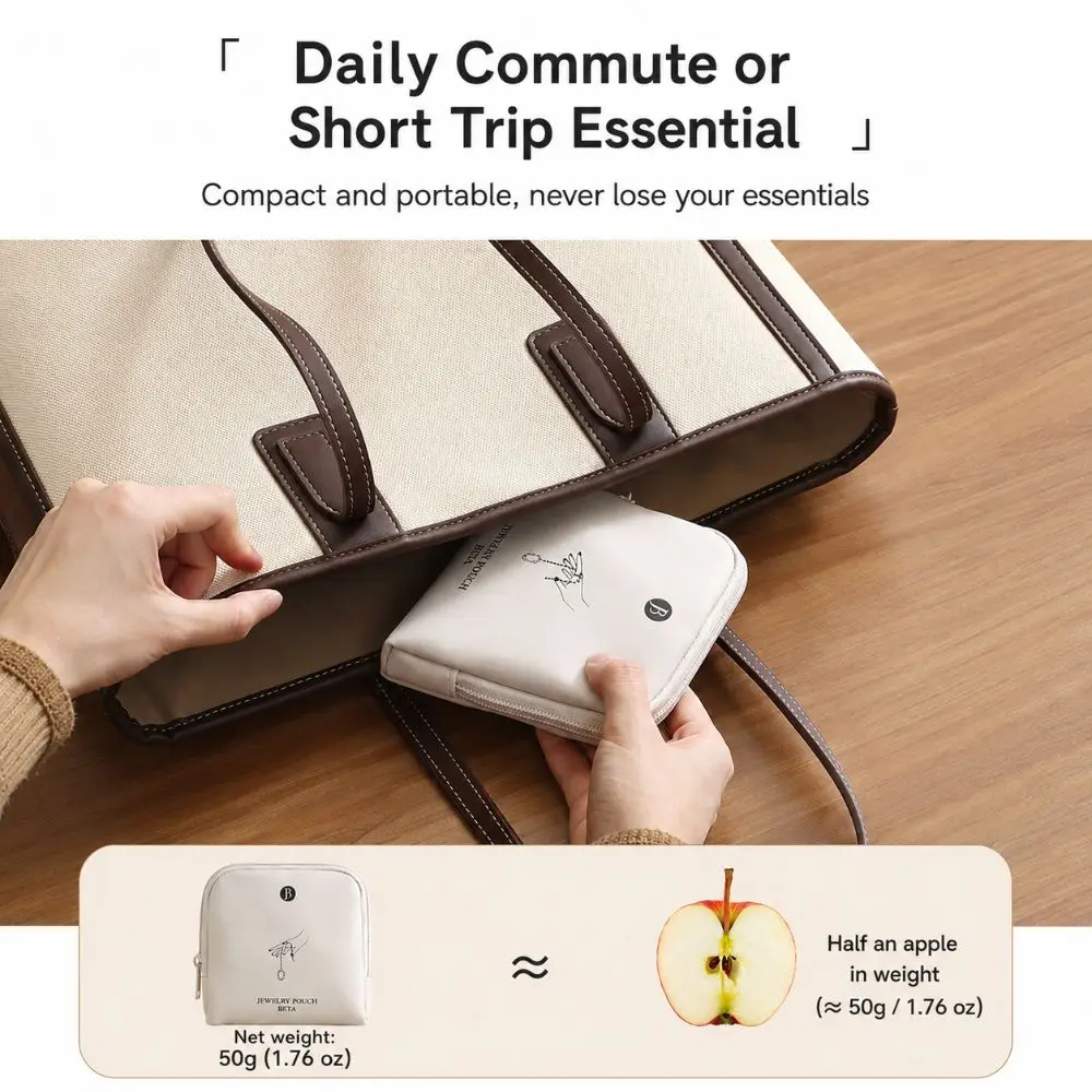 Portable PU Leather Jewelry Bag Multi Layer Solid Color Jewelry Pouch Large Capacity Zipper Storage Bag