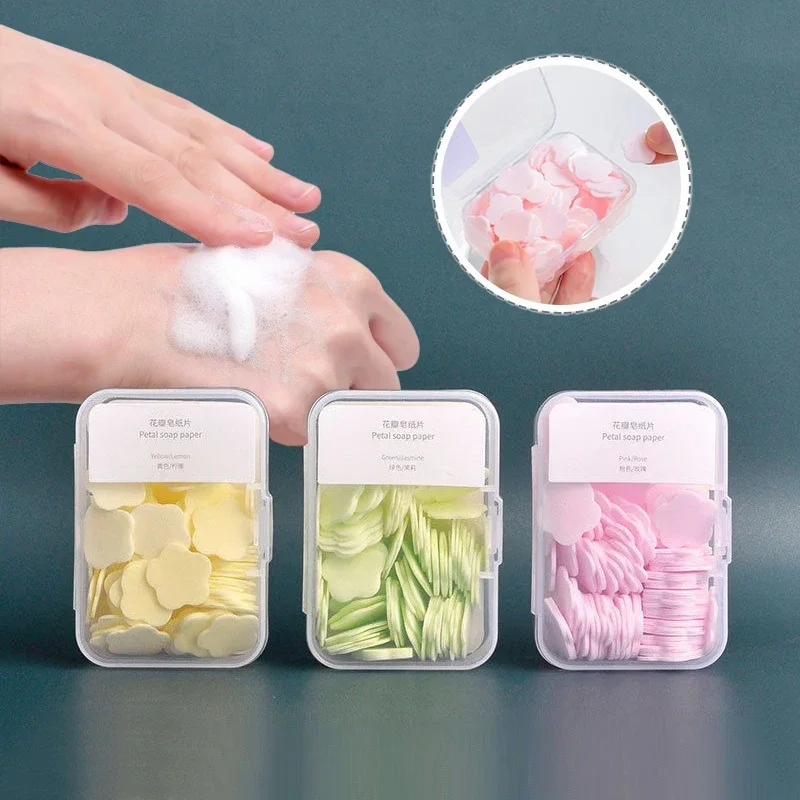 Portable Mini Strawberry Paper Soap Disposable Hand Washing Scented Soap Papers Hand Care Cleaning Soaps Bath Travel Supplies