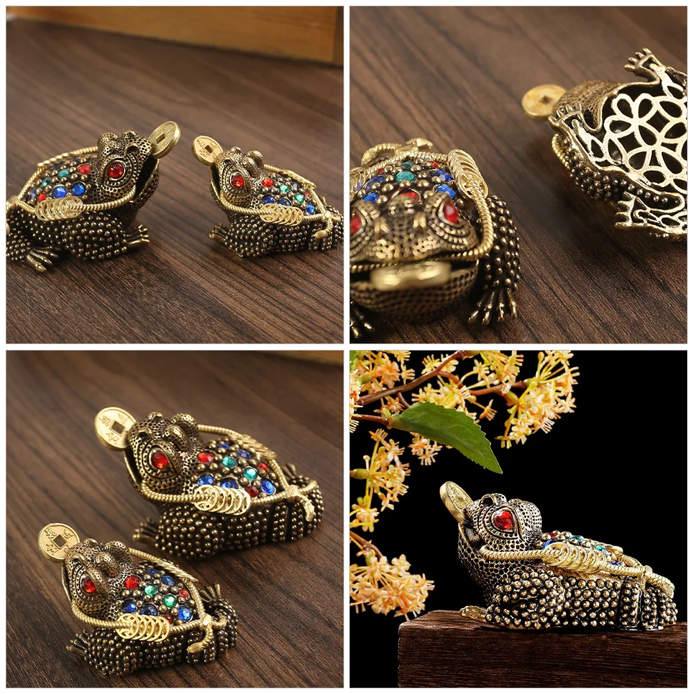 Copper Three Legged Toad Wealth Frogs Decoration Money Toad nament Office Statue Figurines Home Decor Copper Adornment Desktop