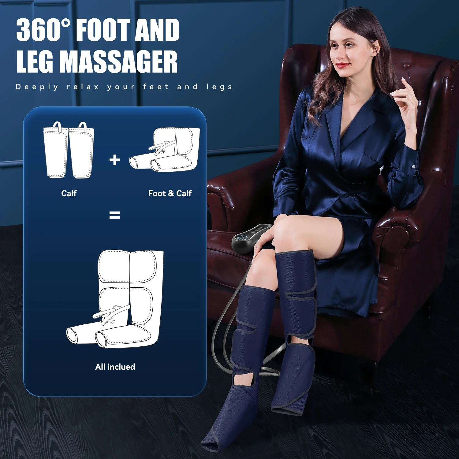 for Professional Healthcare Massage 3-in-1 Portable Air Compression Shiatsu Leg Massager for Pain Relief Blood Circulation