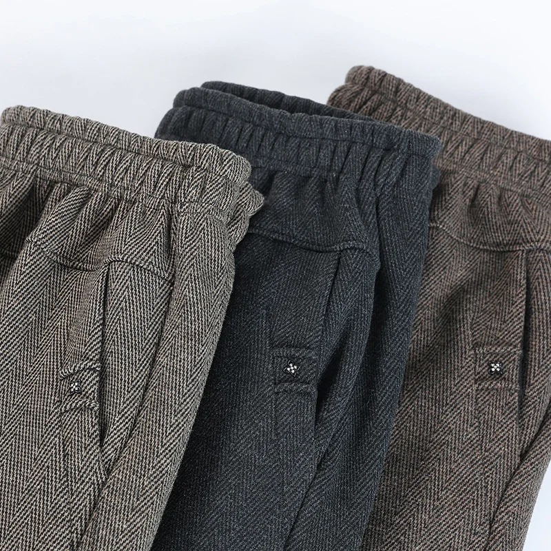 High Quality Woolen Straight Trousers Women Autumn Winter Oversize 6XL High Waist Pants Fleece Thicken Warm Casual Pants Female